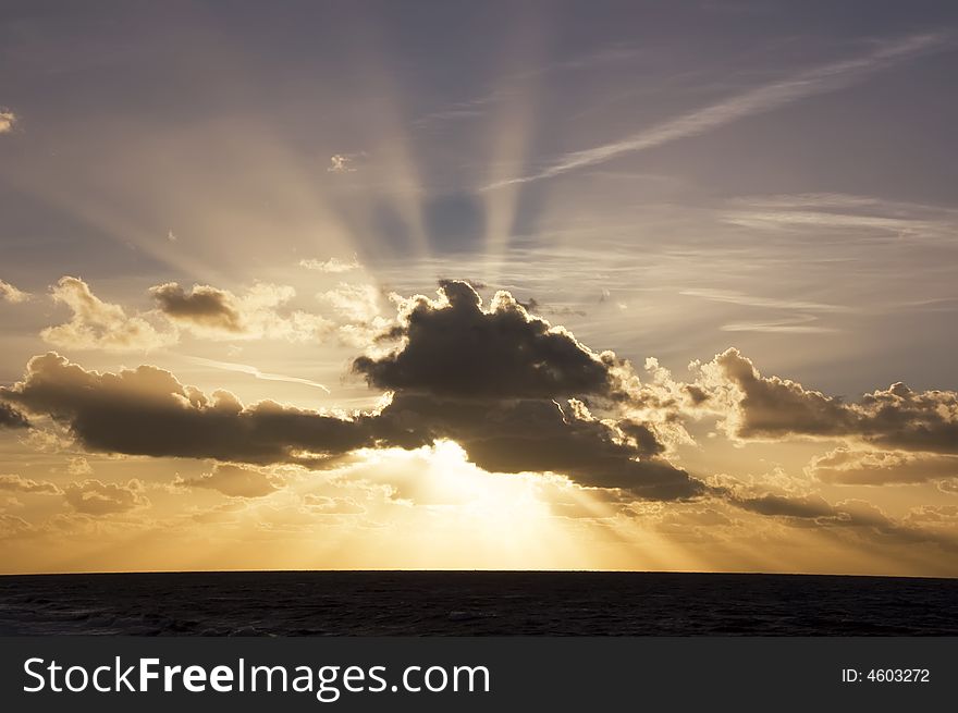 Sunset with a cloud and beautiful colors