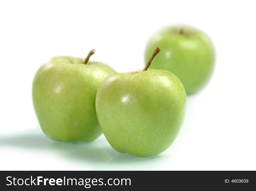 Fresh green apples - isolated on white