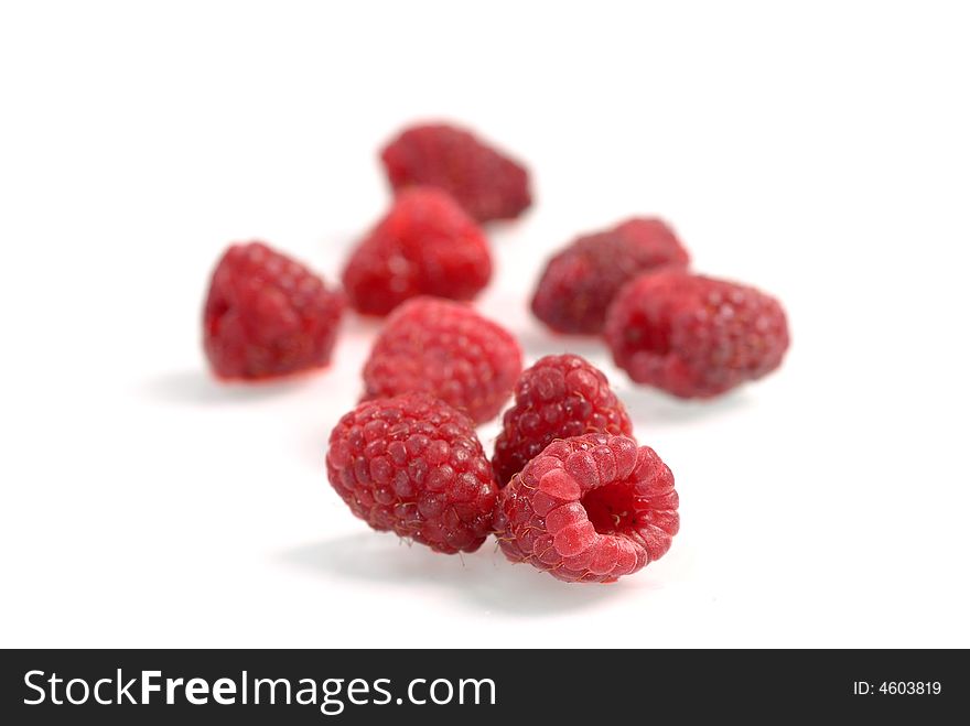 Fresh raspberries on white background. Fresh raspberries on white background