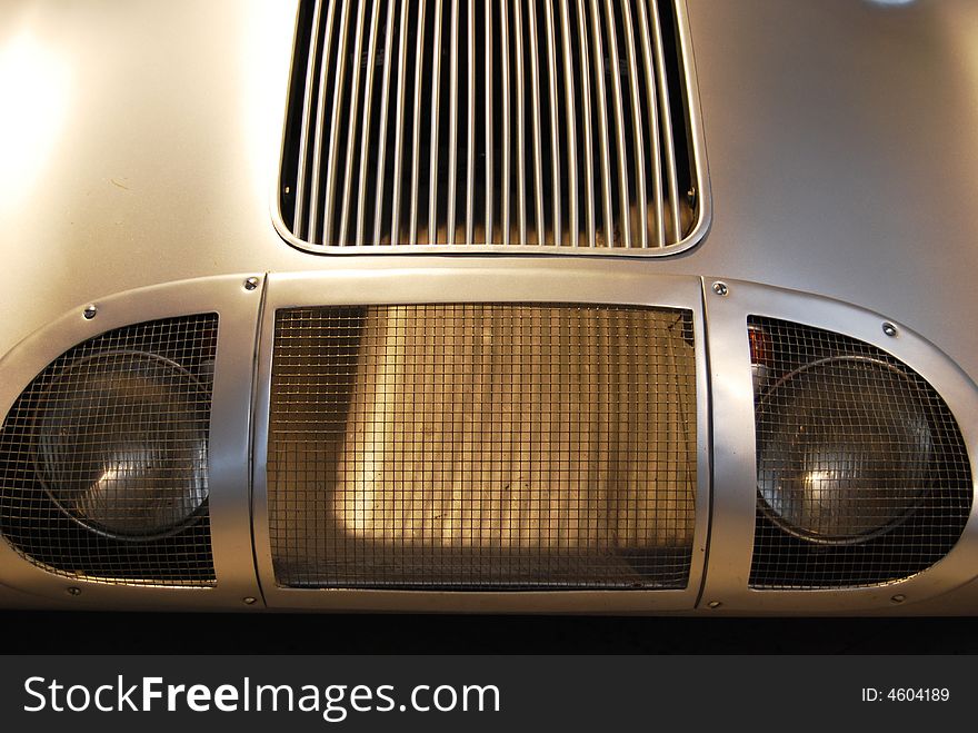 Part of beautiful restored retro classic automobile, shining and chromed. Part of beautiful restored retro classic automobile, shining and chromed