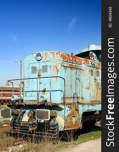 An old diesel engine locomotive details. An old diesel engine locomotive details