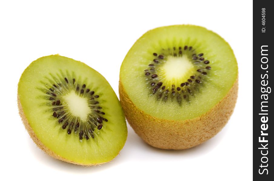 Fresh kiwi slices isolated on white. Fresh kiwi slices isolated on white