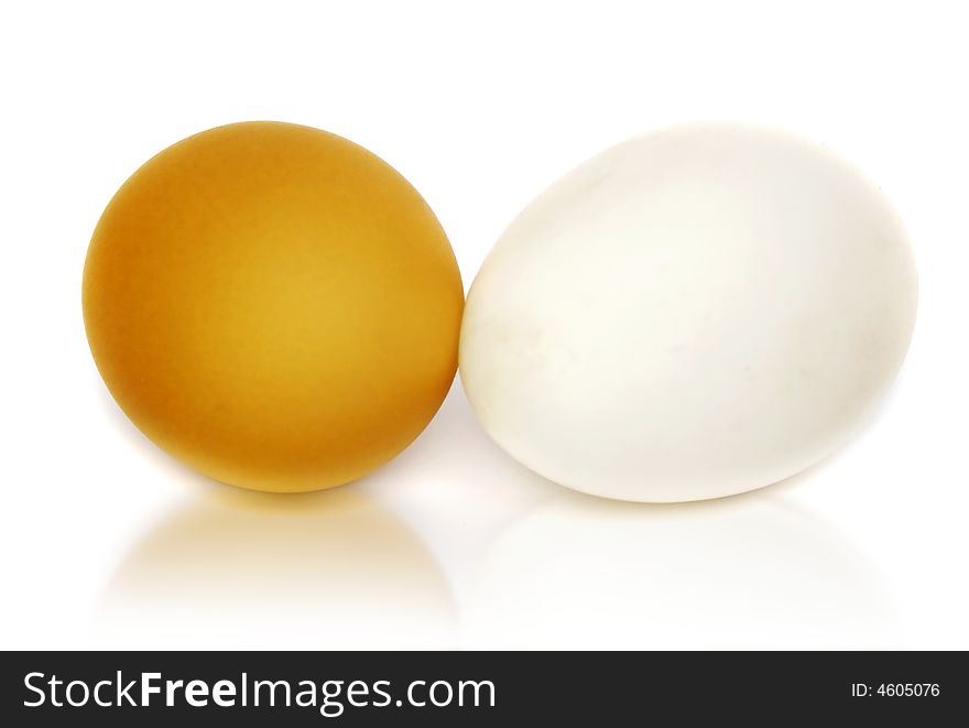 Two eggs isolated on white. Two eggs isolated on white