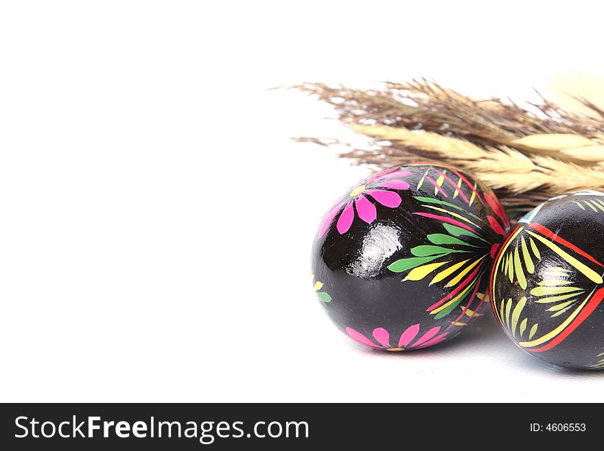 Hand painted easter eggs seprate on white