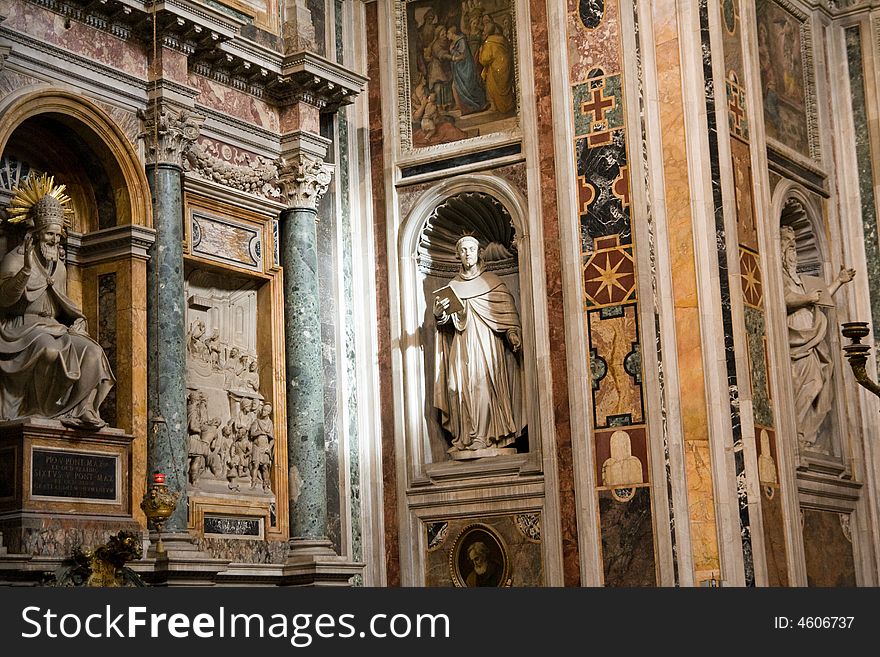 Internal architectural detail in Basilica Santa Maria Maggiore in Rome Italy. Internal architectural detail in Basilica Santa Maria Maggiore in Rome Italy