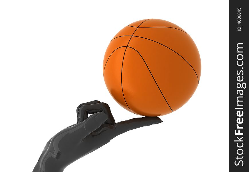 Basketball ball on forefinger. Isolated. Basketball ball on forefinger. Isolated.