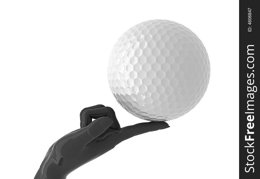 Golf ball on forefinger. Isolated. Golf ball on forefinger. Isolated.