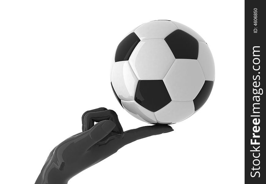Soccer ball on forefinger. Isolated. Soccer ball on forefinger. Isolated.