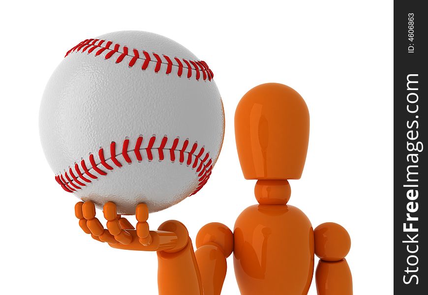 Orange mannequin with baseball ball. Isolated. Orange mannequin with baseball ball. Isolated.