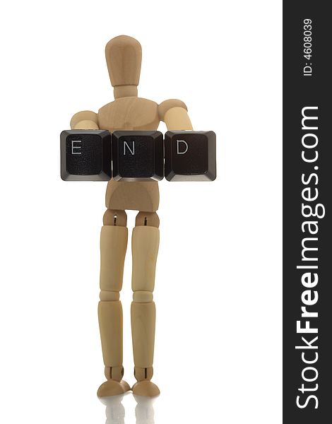 Manikin showing END keys. Message concept.