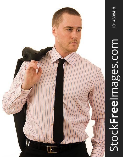 Portrait of a young businessman on white background