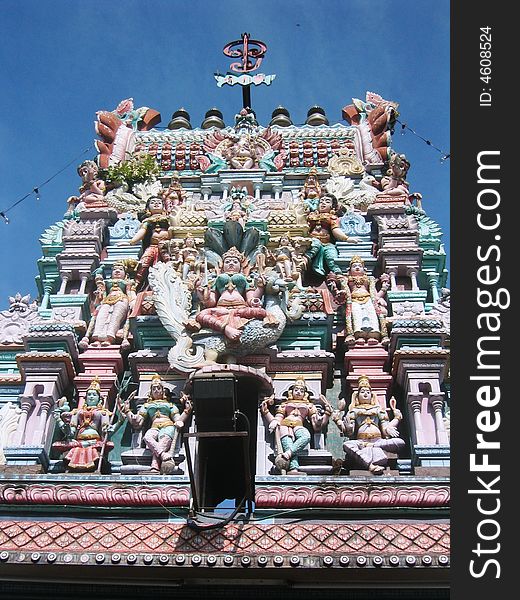 Colorful Sri Maha-Mariamman HIndu Temple In Penang Malaysia. Colorful Sri Maha-Mariamman HIndu Temple In Penang Malaysia