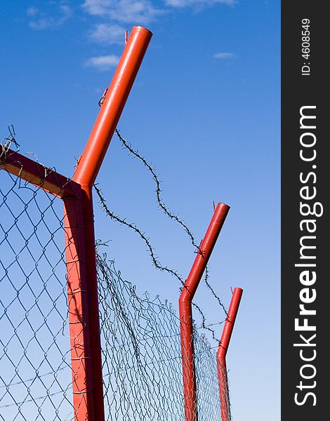 Metal fence on the border