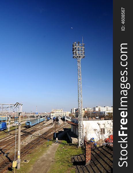 Railway Station in bright sunlight