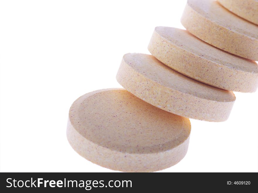 Pile of soluble vitamin tablets. Pile of soluble vitamin tablets