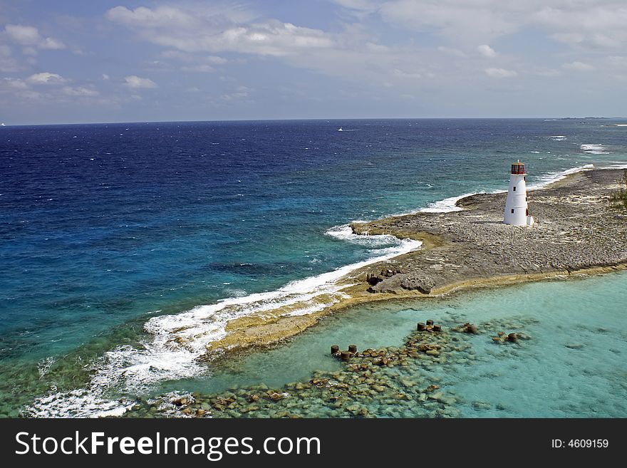 Lighthouse on point of paradise island bahamas. Lighthouse on point of paradise island bahamas