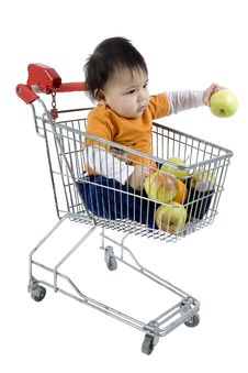 Baby In A Shopping Cart Royalty Free Stock Photography Baby In A Shopping Cart Royalty Free Stock Photography