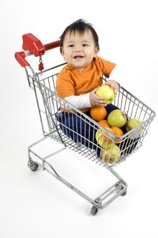 Baby In A Shopping Cart Royalty Free Stock Photography Baby In A Shopping Cart Royalty Free Stock Photography