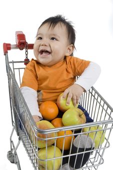 Baby In A Shopping Cart Royalty Free Stock Photo Baby In A Shopping Cart Royalty Free Stock Photo
