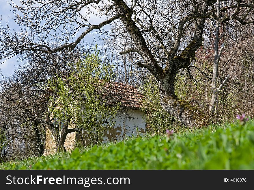 Old house in the countryside close up