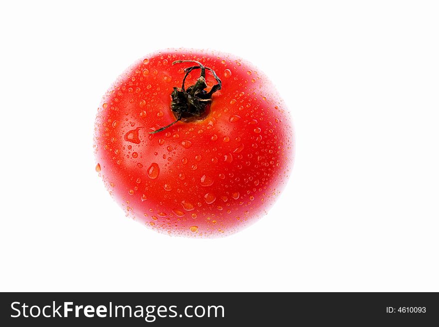 Red wet tomato with bead