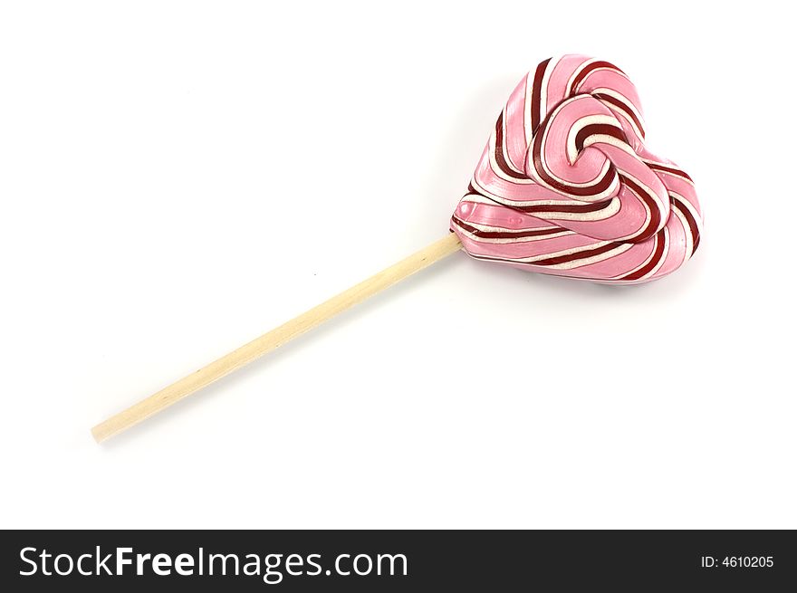 Pink spiiral candy on white background. Pink spiiral candy on white background