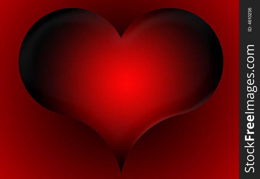 Red-and-black heart on a red-and-black background