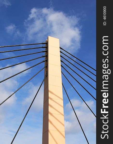 Part of modern, suspension bridge in Wroclaw (Poland). Part of modern, suspension bridge in Wroclaw (Poland).