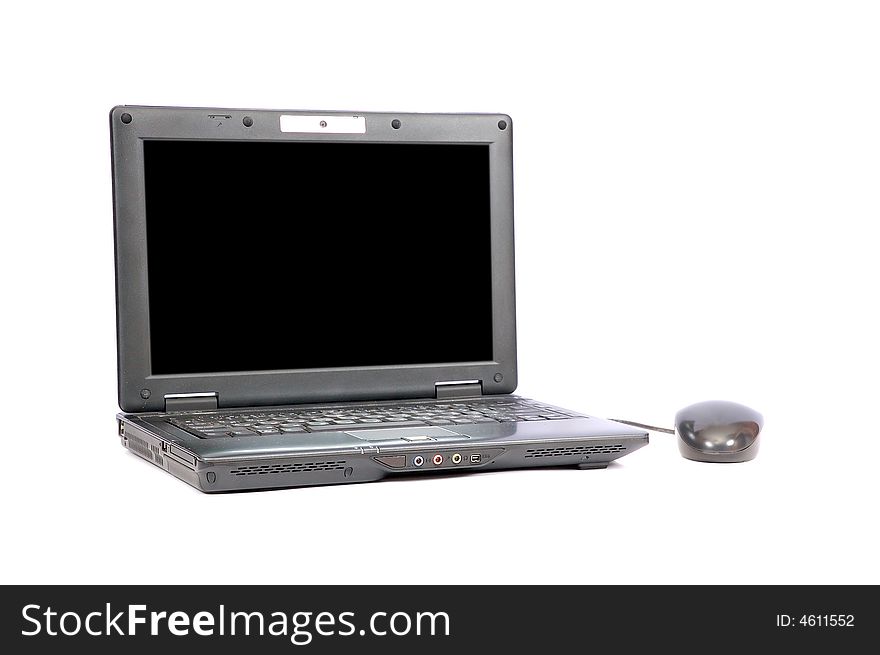 Black portable computer with the black screen. Black portable computer with the black screen