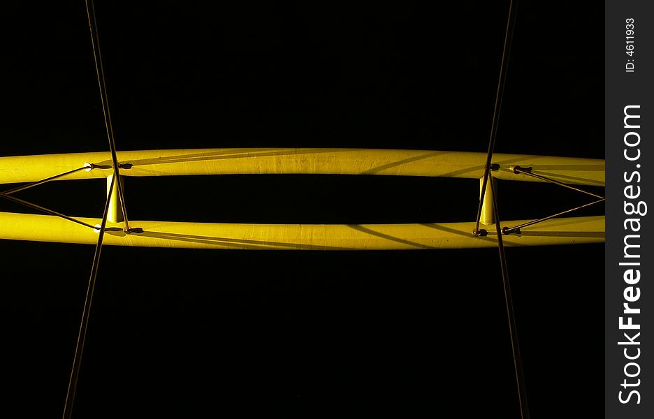 Part of modern, small suspension bridge in Wroclaw (Poland) at night. Part of modern, small suspension bridge in Wroclaw (Poland) at night.