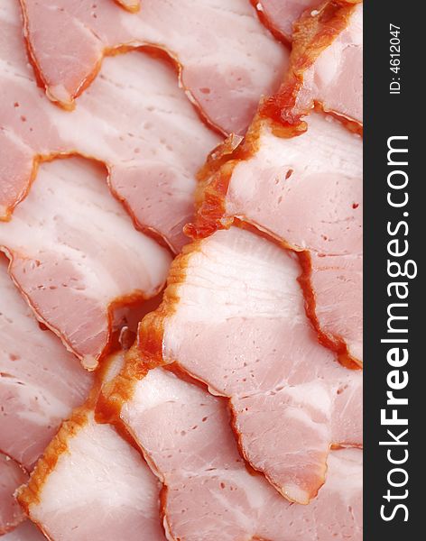 Slices of delicious ham close up