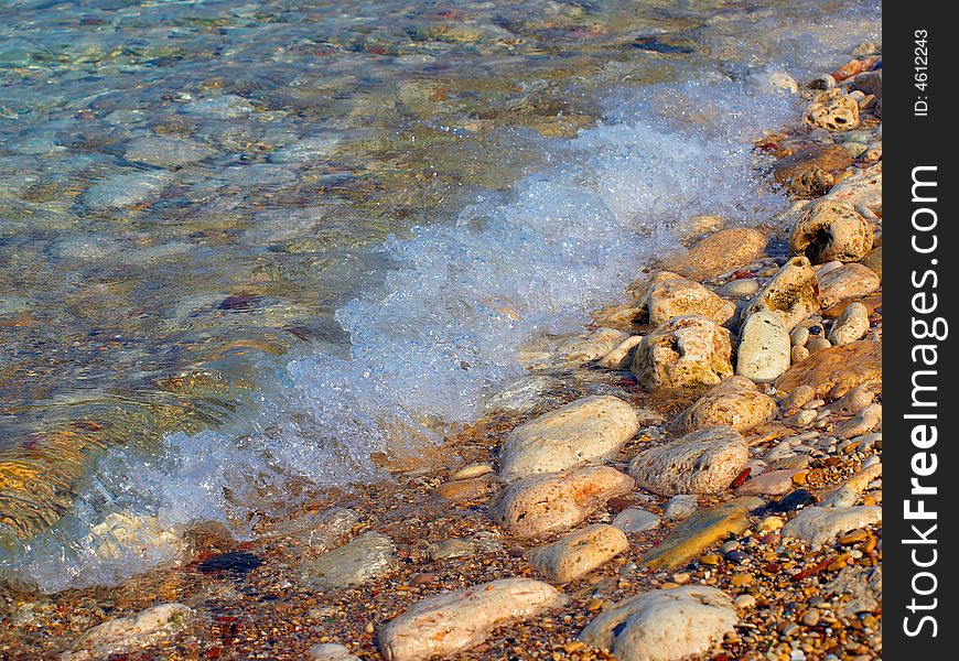 Pebble Stones Washed by the Sea Waters