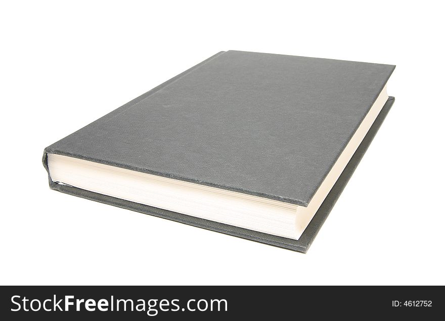 - a closed, black book; isolated on white background