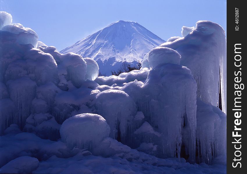 The ice plastic arts with Mt,Fuji. The ice plastic arts with Mt,Fuji