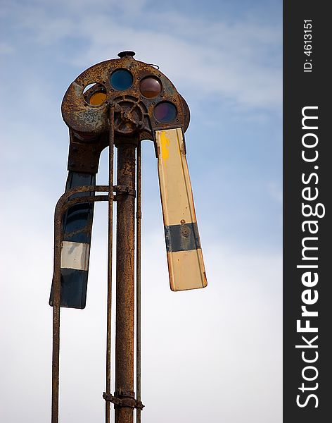 Antique rusty signal used for train direction in the early 20th century. Antique rusty signal used for train direction in the early 20th century