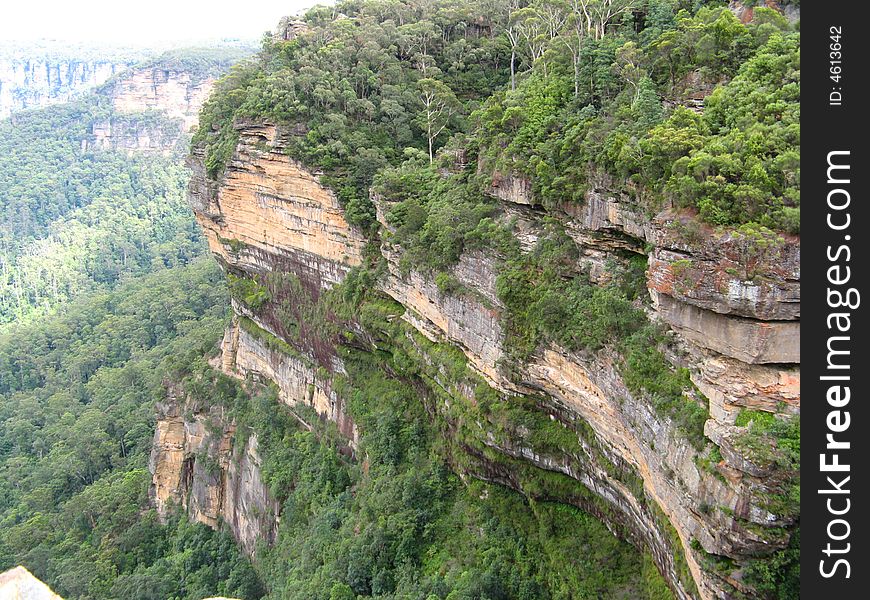 Sheer cliffs at Blue Mountains in New South Wales Australia