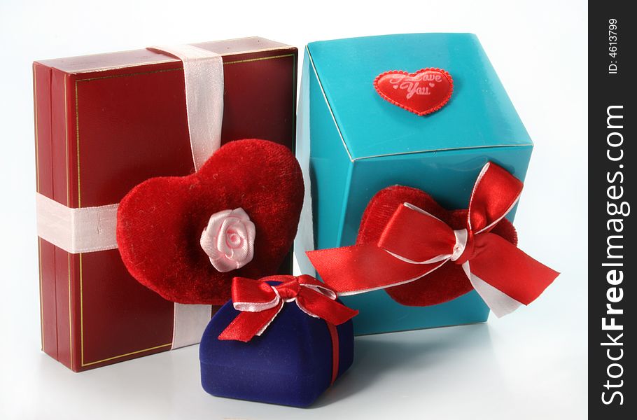 Boxes with gifts on a white background