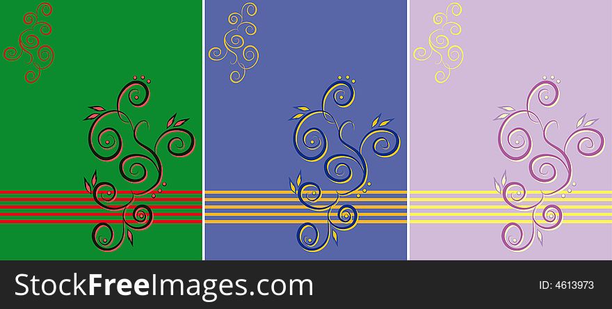 Three variants of a pattern of different colour on a original background