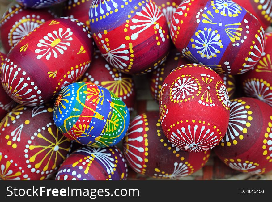 Colorful Easter Eggs in the basket