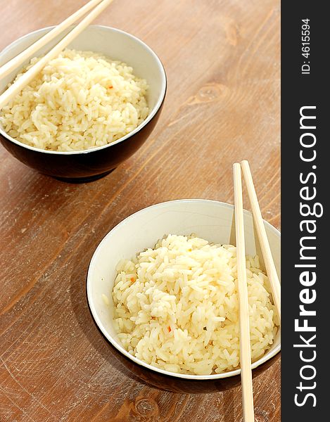 Two bowls of healthy organic rice high resolution photo