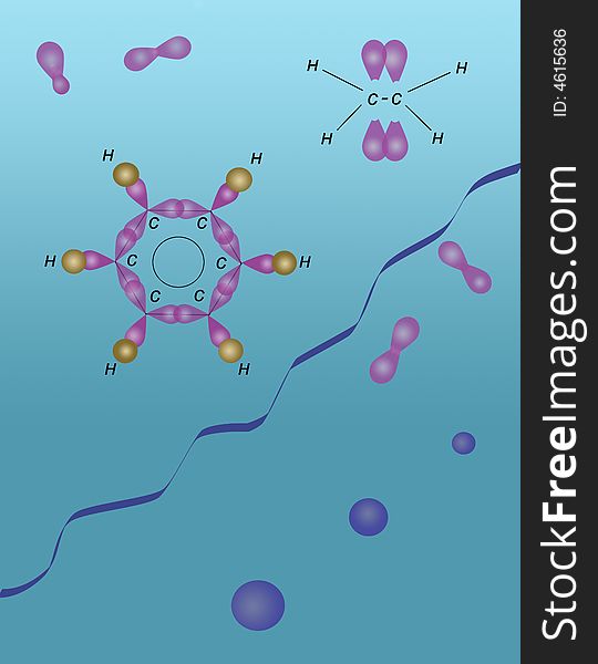 Abstract illustration on the chemical theme. Abstract illustration on the chemical theme