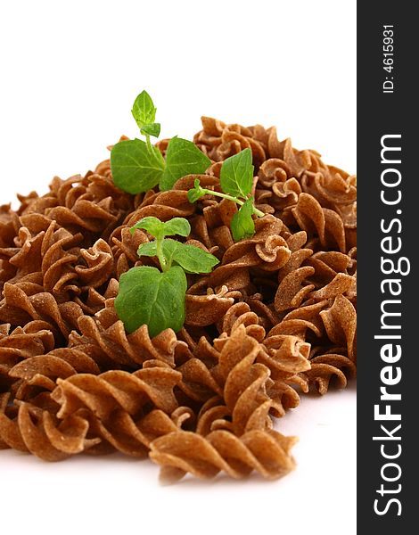 Fusilli twirls pasta Italian food background