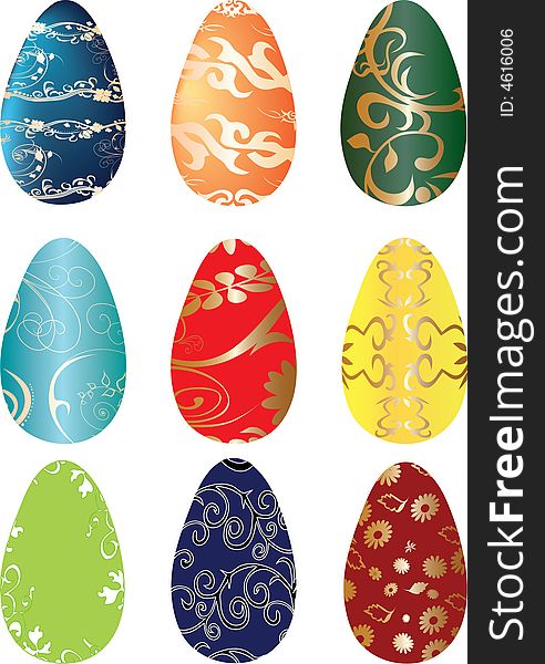 Easter decorarive eggs in nine color