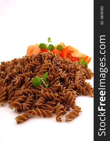 Fusilli twirls pasta Italian food background