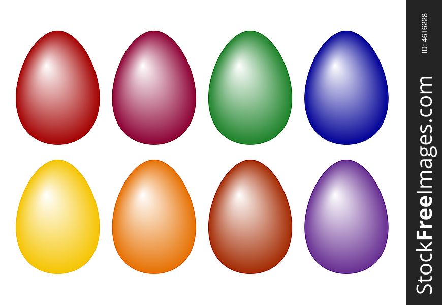 Eight easter color eggs vector illustration. Eight easter color eggs vector illustration
