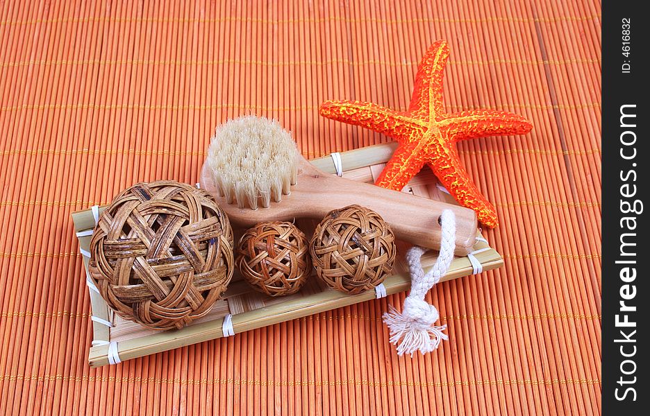 Spa and beauty products on an orange background. Spa and beauty products on an orange background.