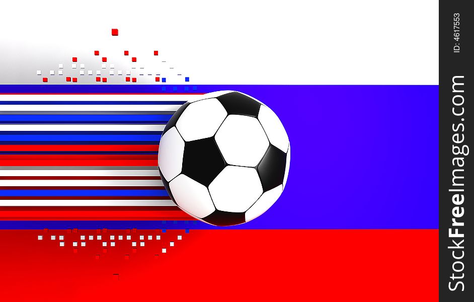 Soccer ball on background of the flag russia