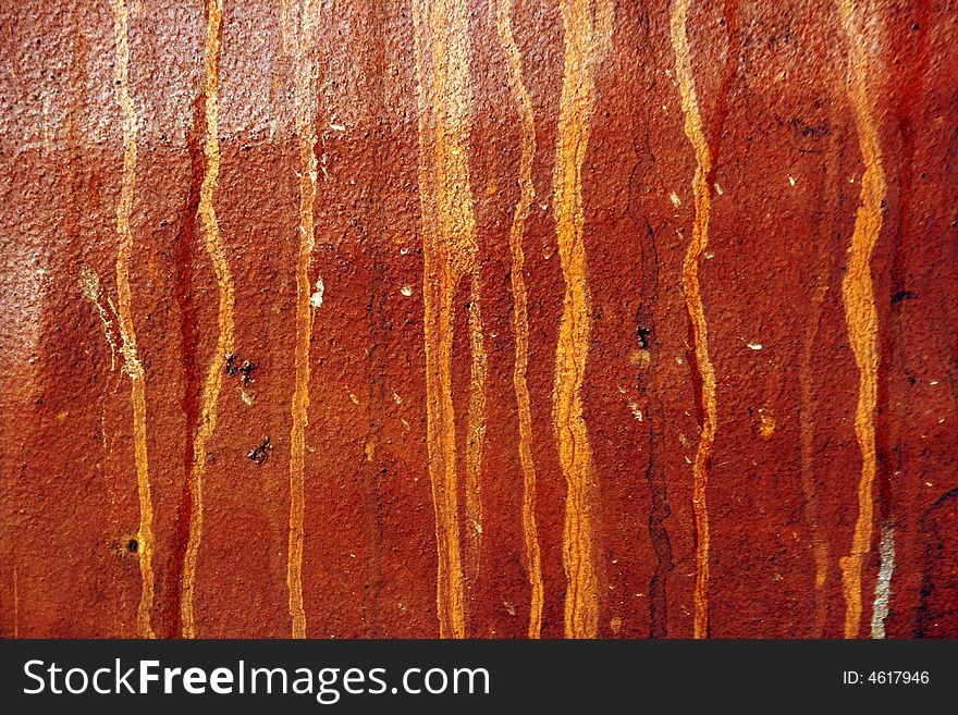 Red metallic texture with rust leak. Red metallic texture with rust leak