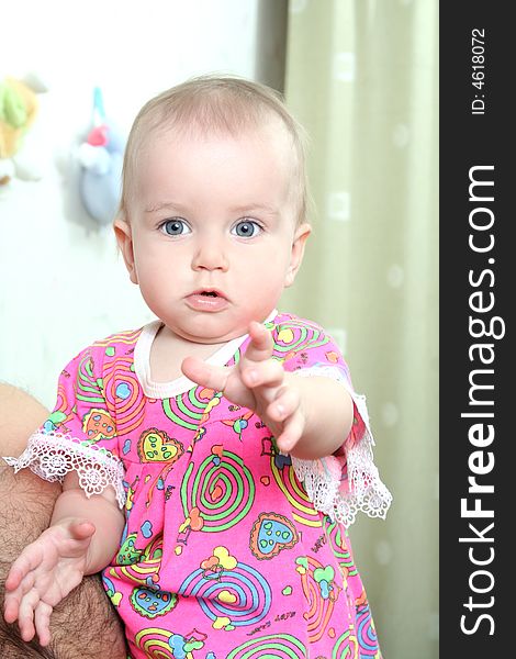 Lovely baby in pink dress