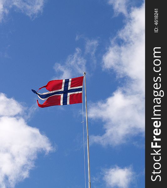 The flag of norway on a sunny day